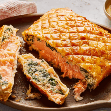 Buttery Puff Pastry-Wrapped Salmon with Creamy Spinach Filling