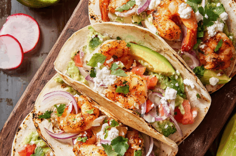 Zesty Shrimp Street Tacos with Crunchy Slaw and Tangy Crema
