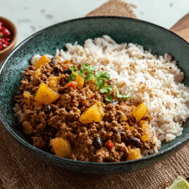 Traditional Mexican Picadillo with Potatoes and Spiced Tomato Sauce