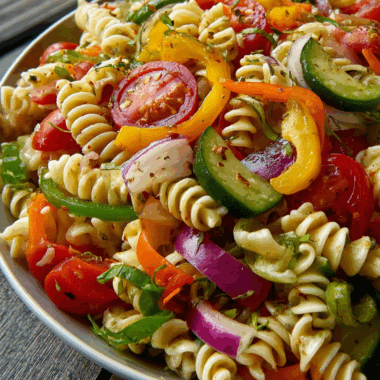 Zesty Summer Pasta Salad with Fresh Veggies and Tangy Dressing
