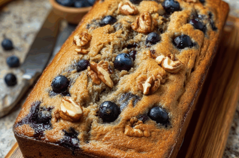 Moist & Crunchy Blueberry Banana Walnut Loaf