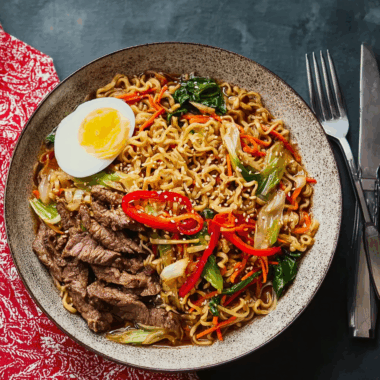 Savory Ground Beef & Veggie Ramen Bowl