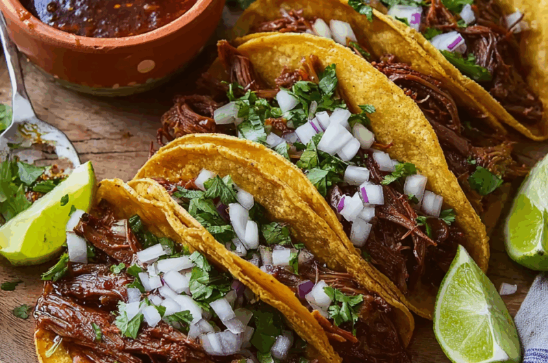 Beef Birria Tacos with Savory Consomé