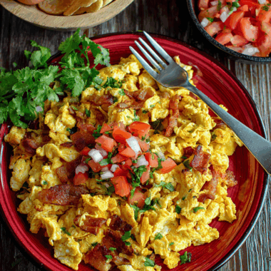 Crispy Tortilla Scramble with Eggs, Cheese, and Jalapeños