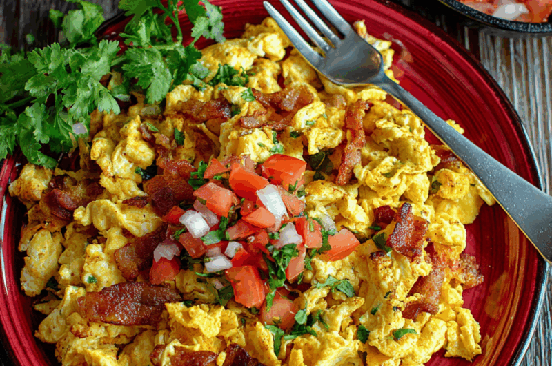 Crispy Tortilla Scramble with Eggs, Cheese, and Jalapeños