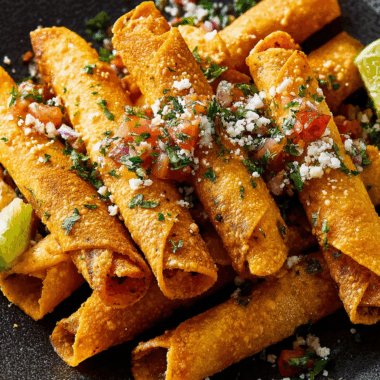Golden Crispy Taquitos with Zesty Salsa Drizzle