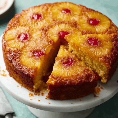 Classic Pineapple Upside-Down Cake with a Sweet Caramelized Topping
