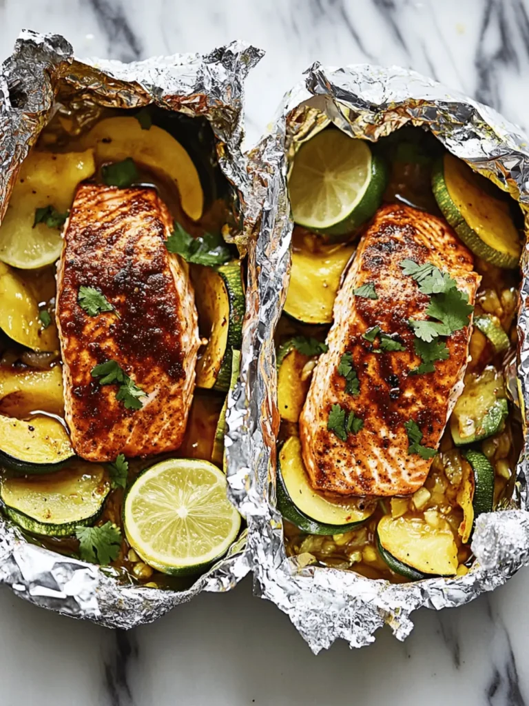 Grilled Honey-Chipotle Salmon Foil Packets with Summer Squash Delight 2 Grilled Honey-Chipotle Salmon Foil Packets with Summer Squash