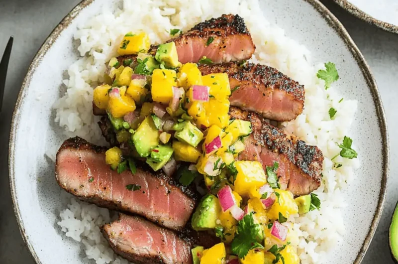 Blackened Tuna Steaks with Mango Avocado Salsa