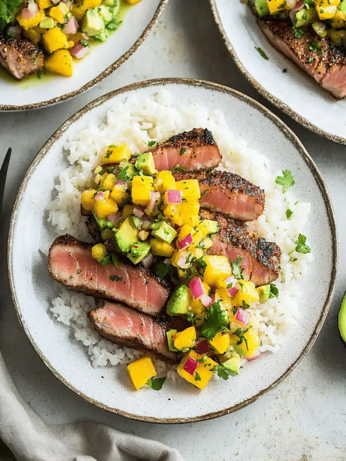 Blackened Tuna Steaks with Mango Avocado Salsa