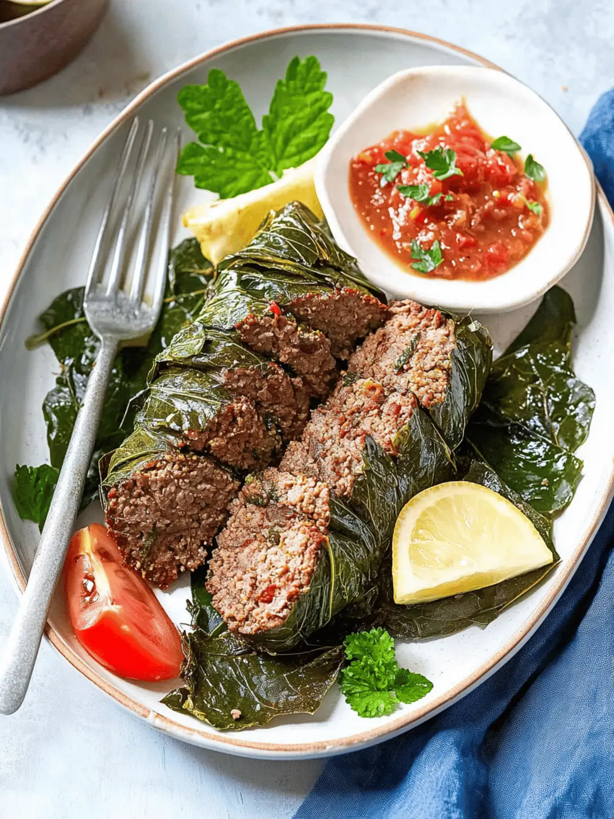 Meatloaf Wrapped in Grape Leaves