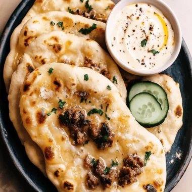 Fluffy Flatbreads With Spiced Meat