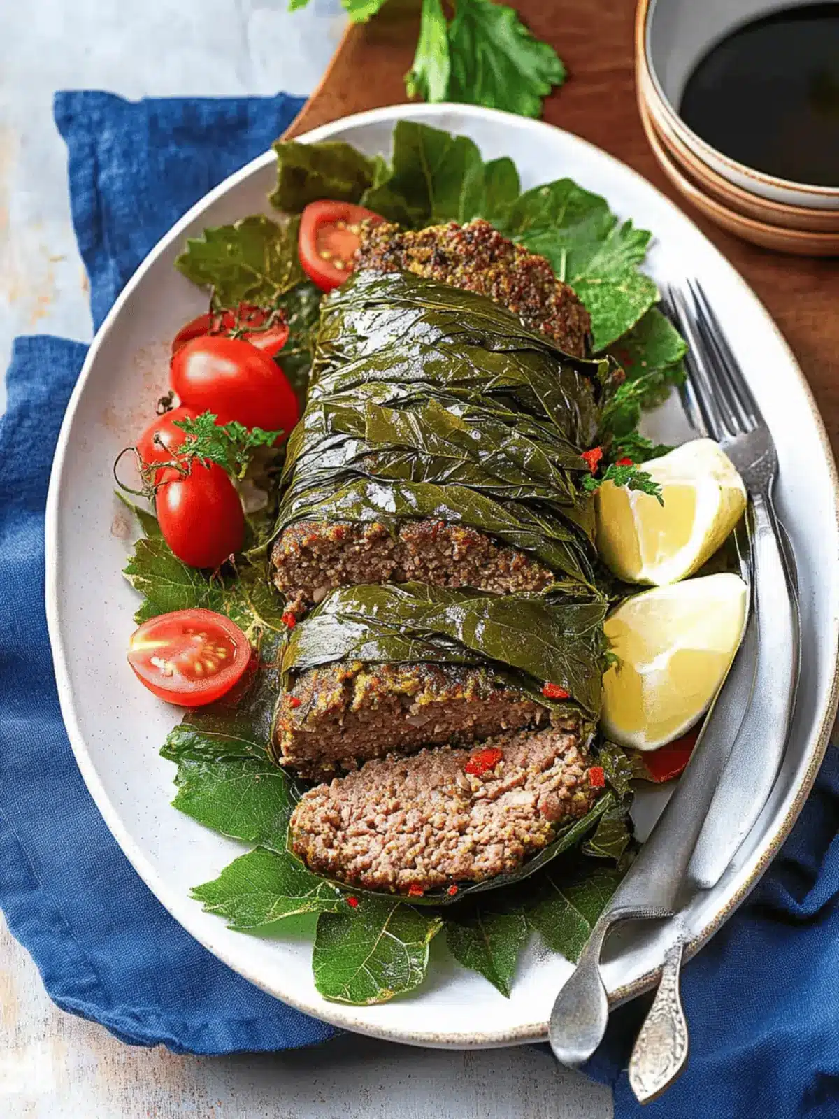 Meatloaf Wrapped in Grape Leaves