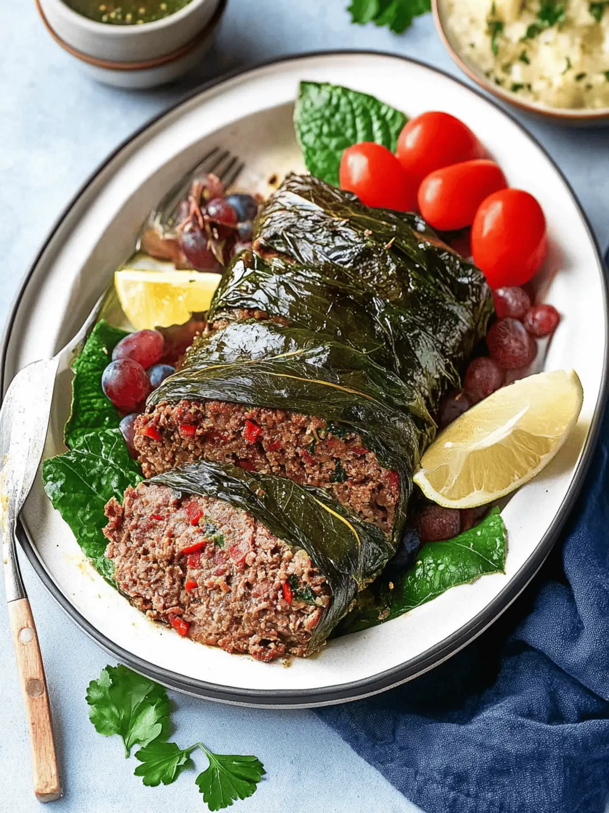 Meatloaf Wrapped in Grape Leaves