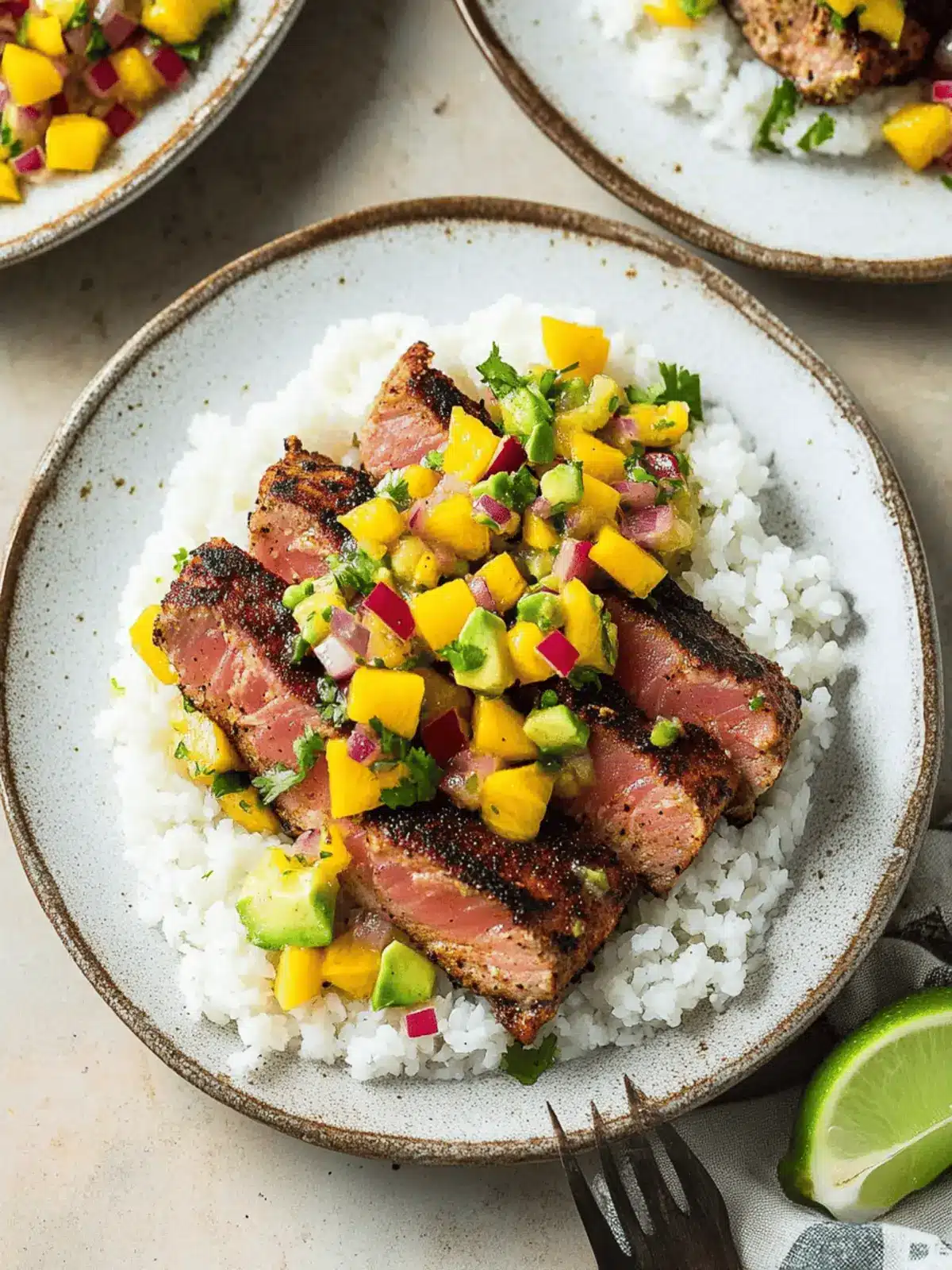 Blackened Tuna Steaks with Mango Avocado Salsa