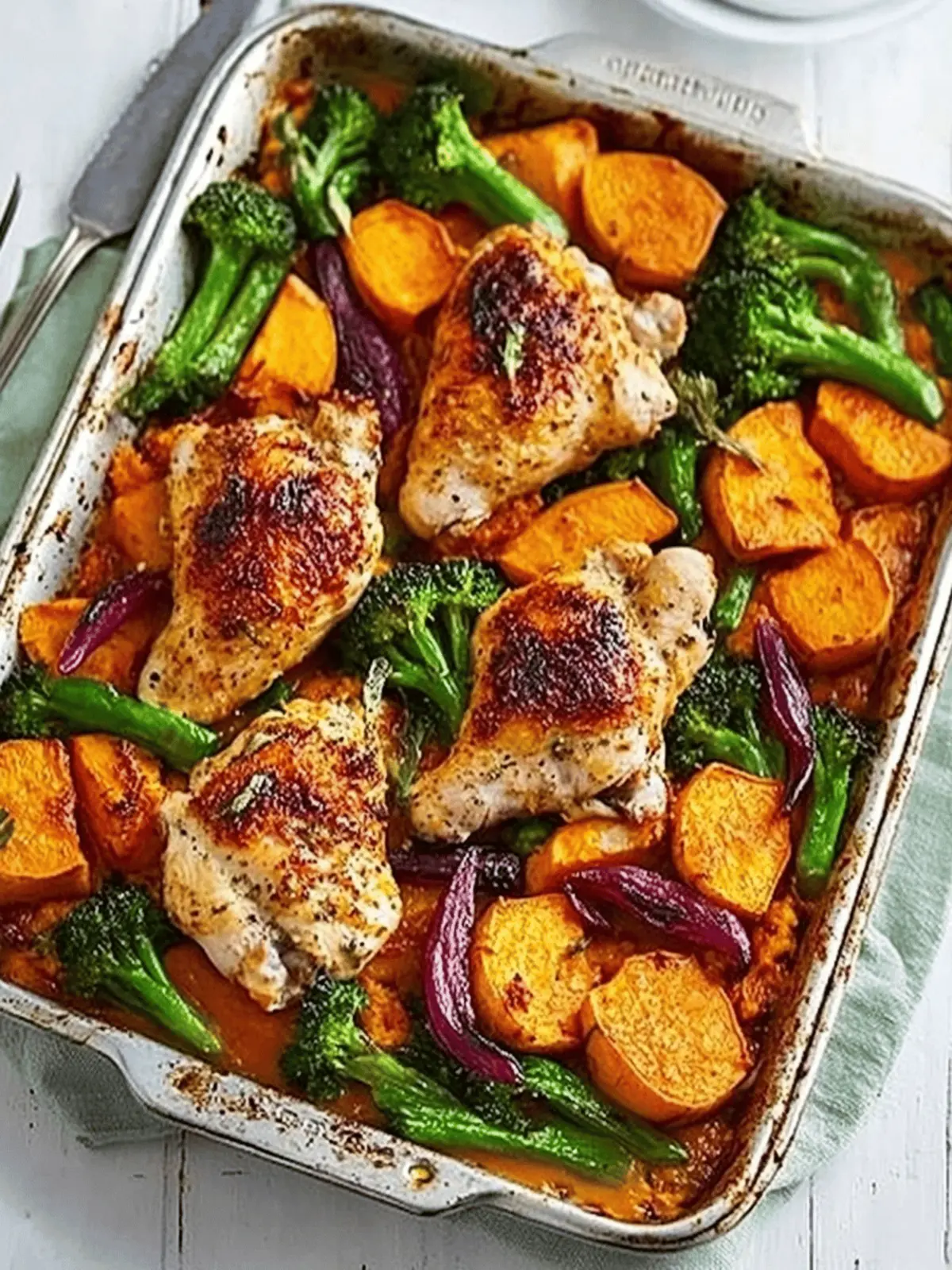 Chicken and sweet potato traybake