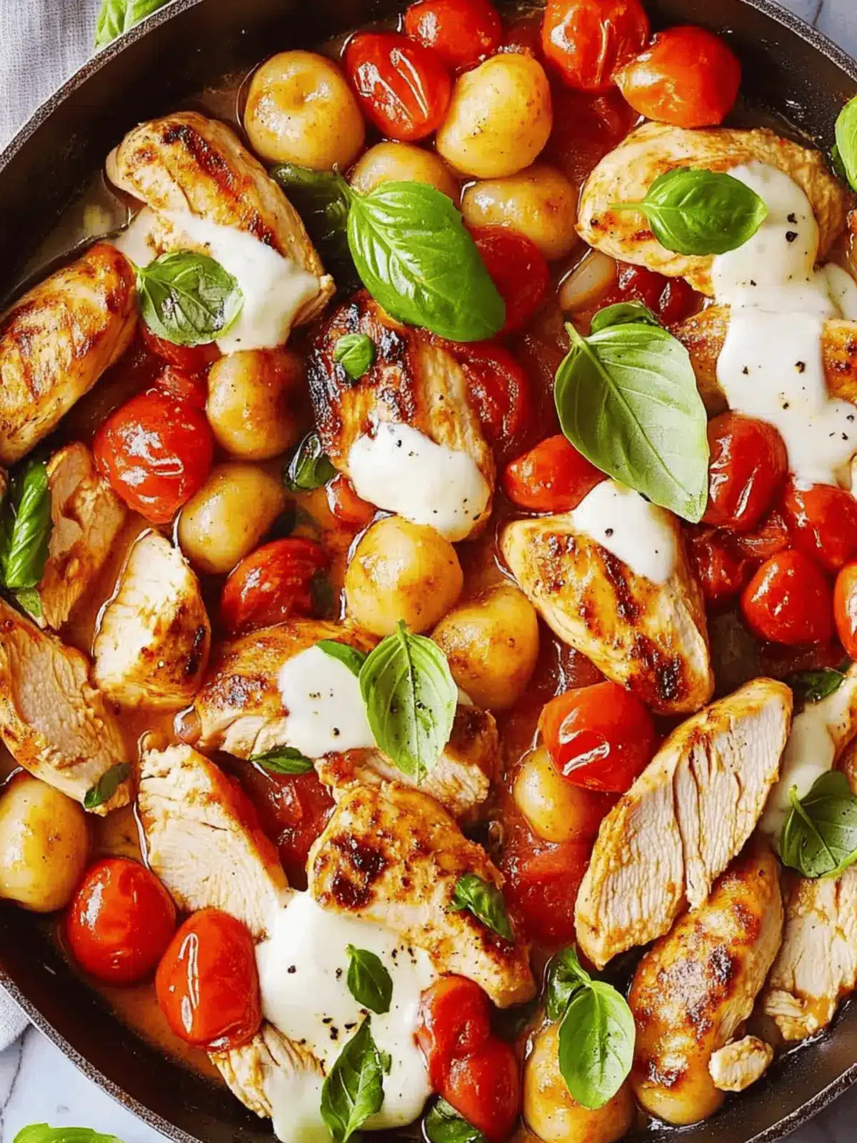 Caprese Chicken Gnocchi Skillet
