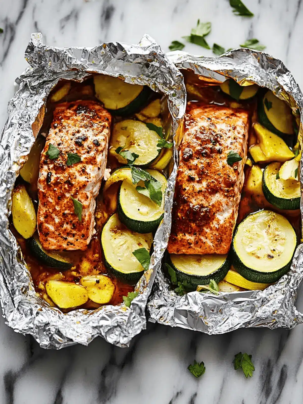 Grilled Honey-Chipotle Salmon Foil Packets with Summer Squash