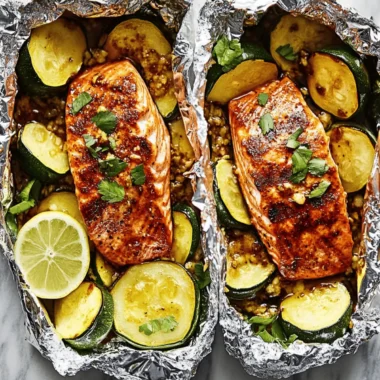Grilled Honey-Chipotle Salmon Foil Packets with Summer Squash