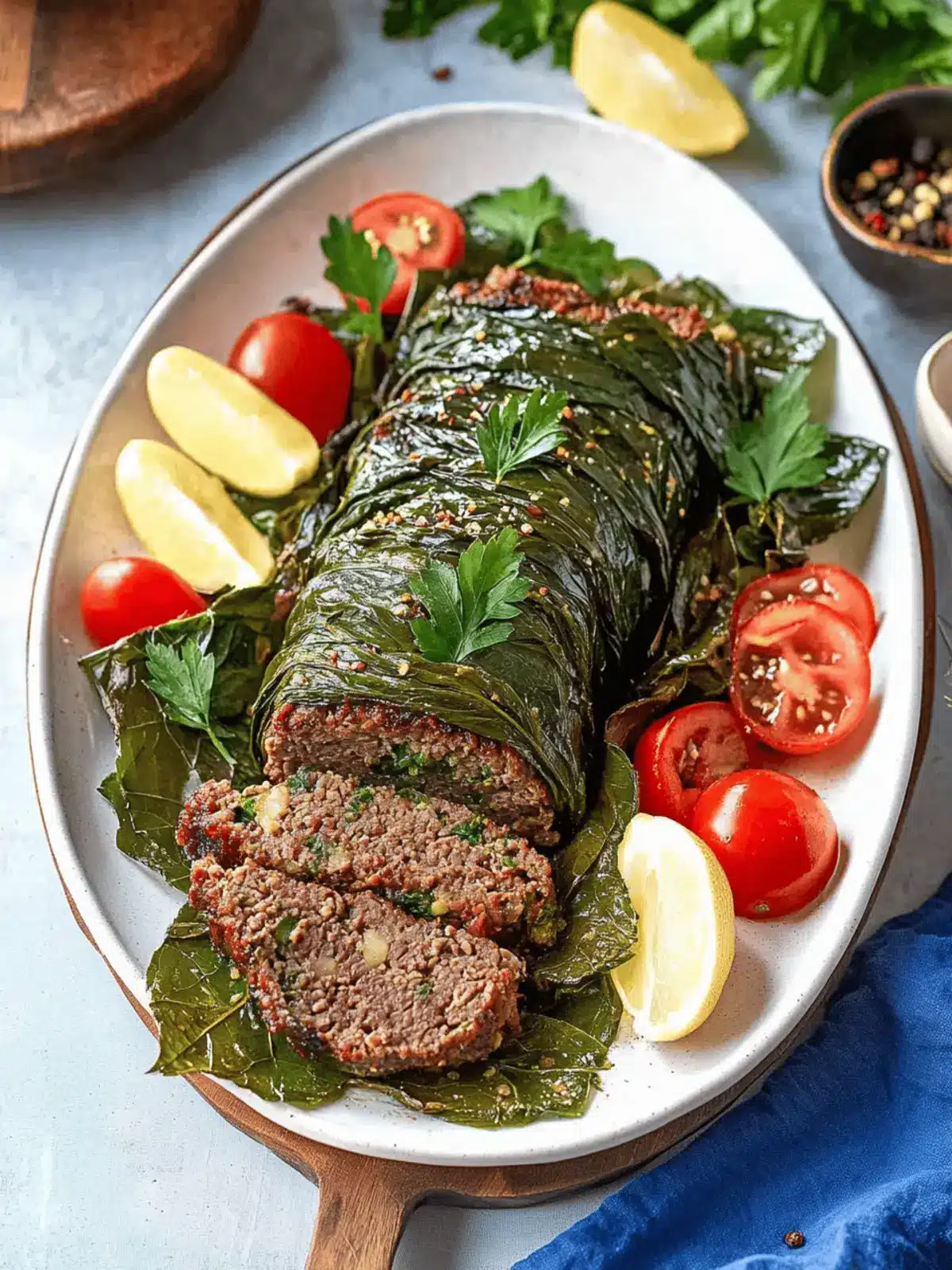 Meatloaf Wrapped in Grape Leaves