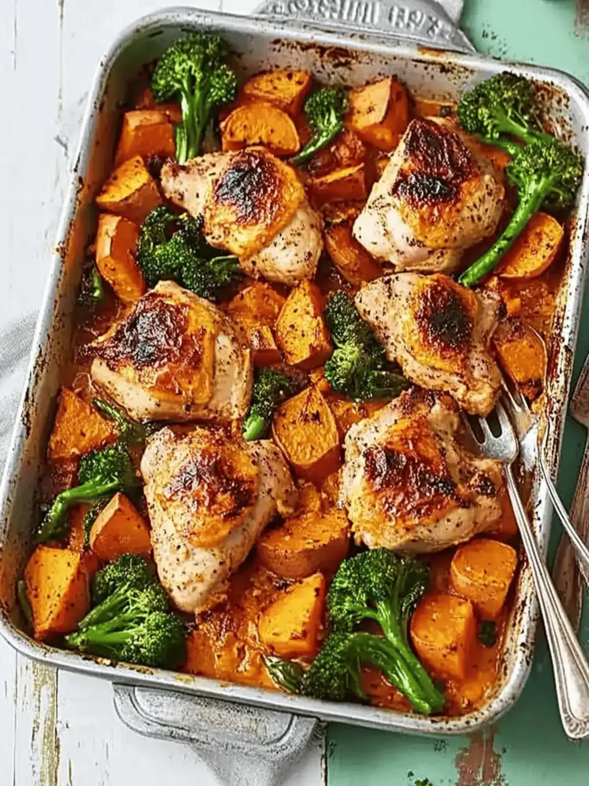 Chicken and sweet potato traybake