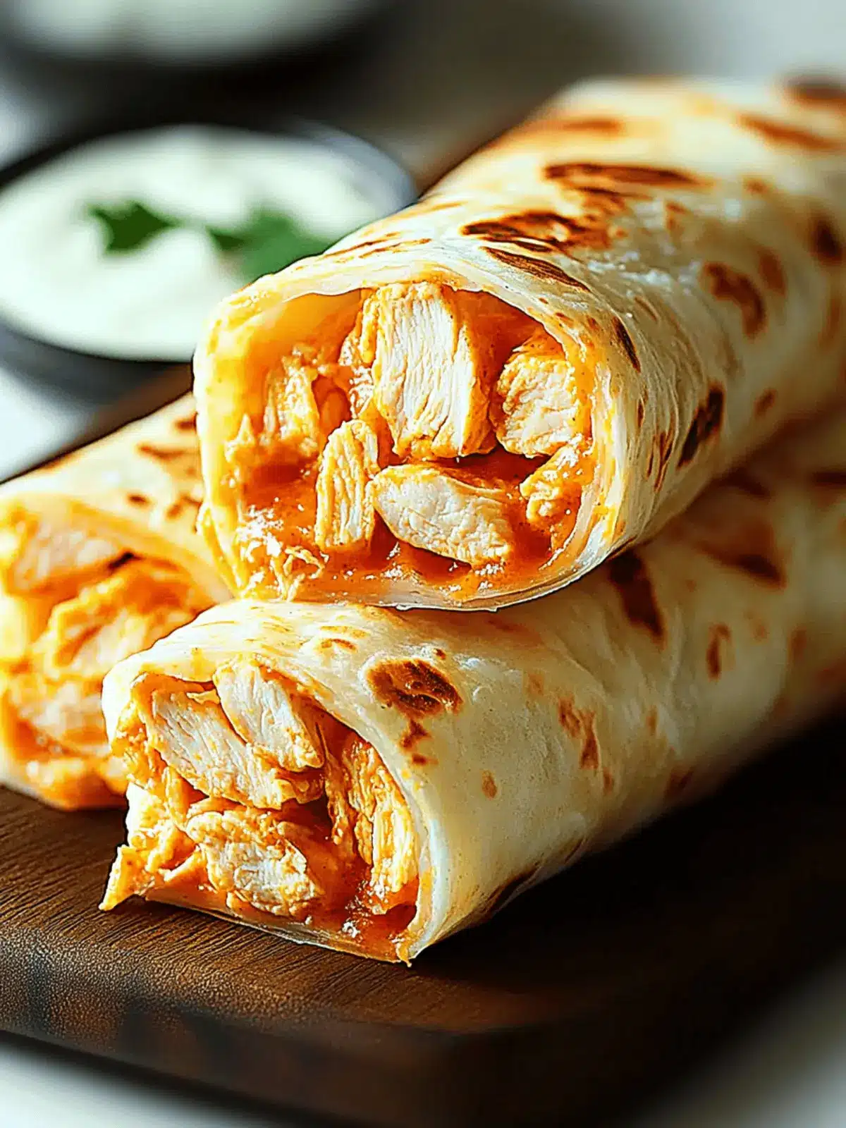 Spicy Cheesy Buffalo Chicken Wrap Rolls