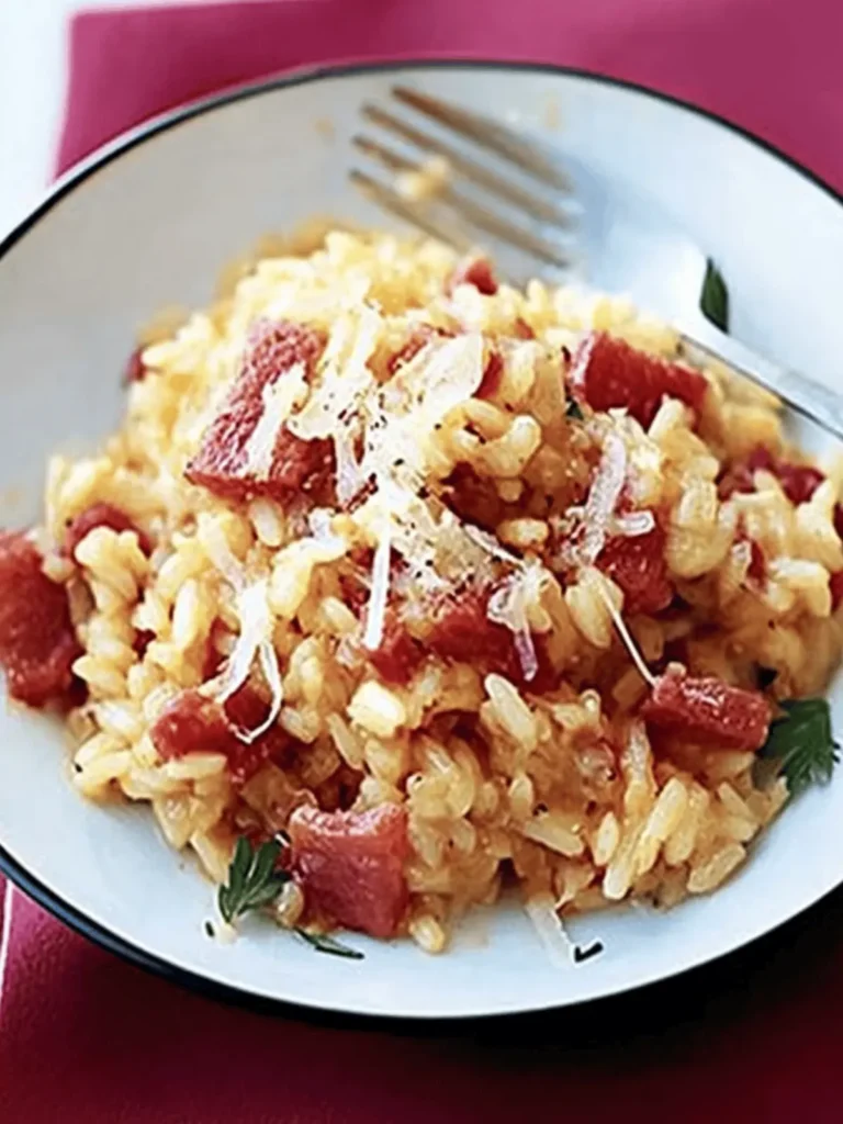 Creamy Oven-Baked Risotto with Bacon and Cherry Tomatoes 3 Oven-baked risotto