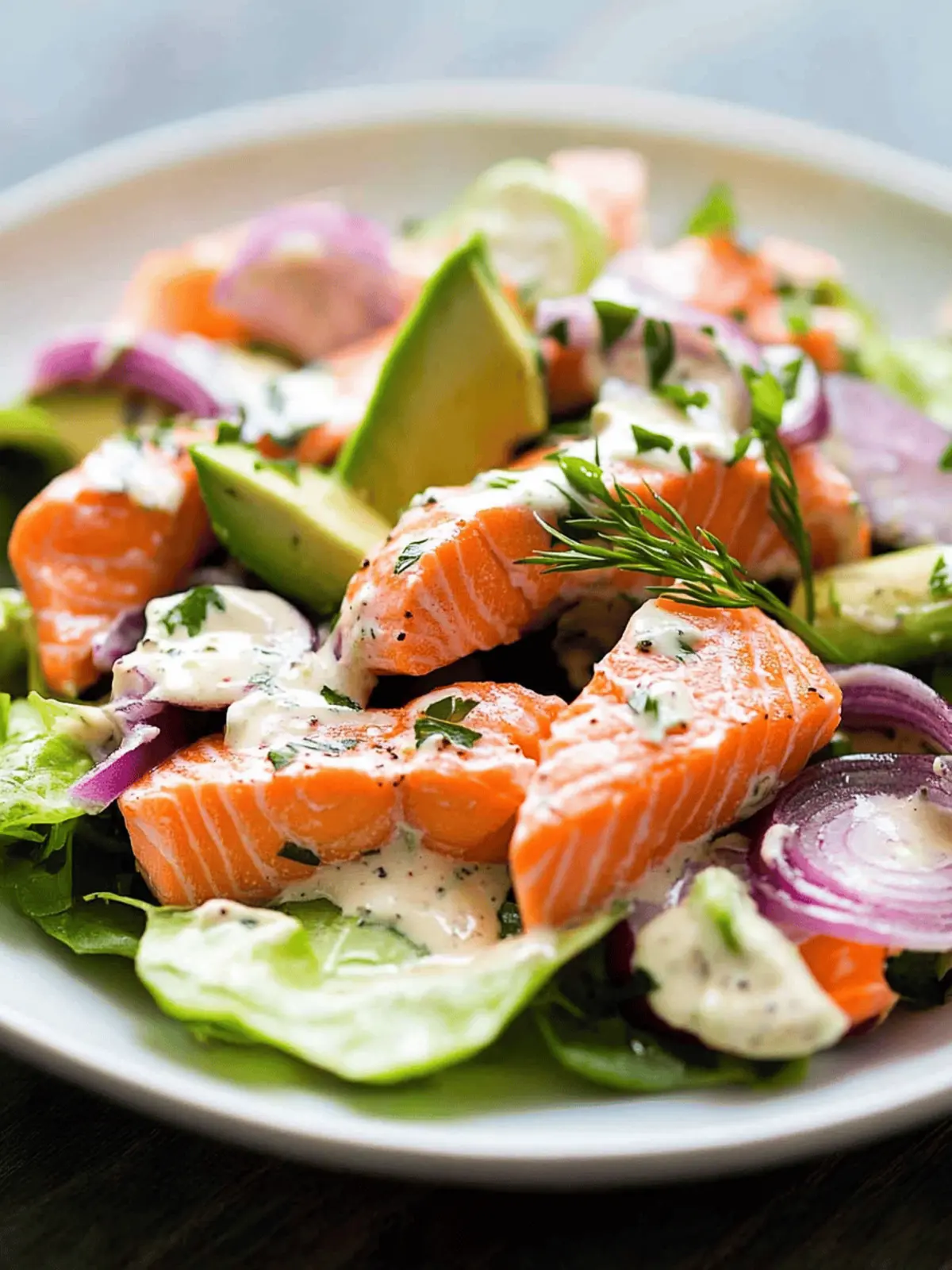 Fresh Salmon Salad with Avocado and Citrus Vinaigrette