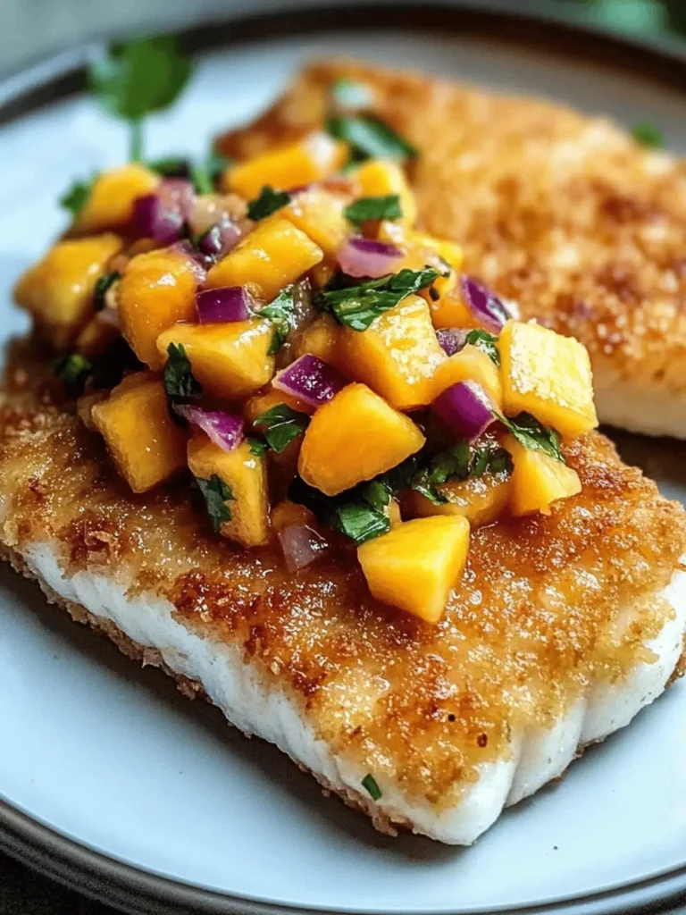 Tropical Coconut Crusted Fish with Refreshing Mango Salsa 4 Coconut Crusted Fish with Mango Salsa