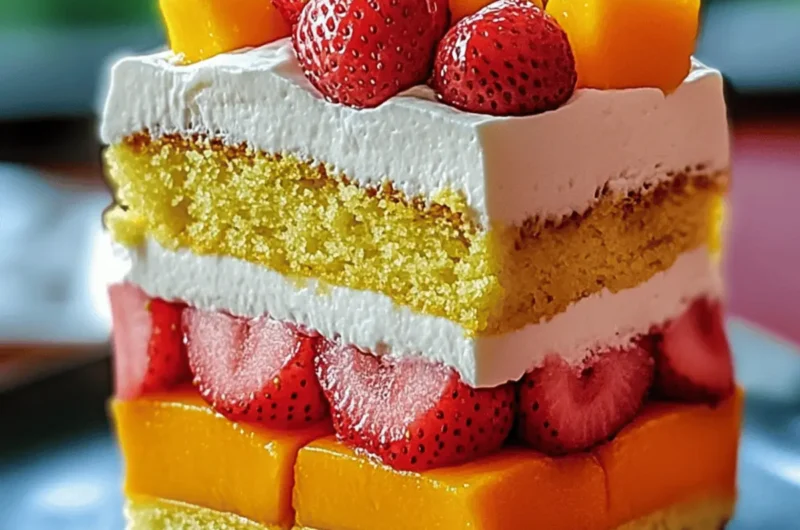 Strawberry Mango Cake | Fresh & Fruity Split Cake