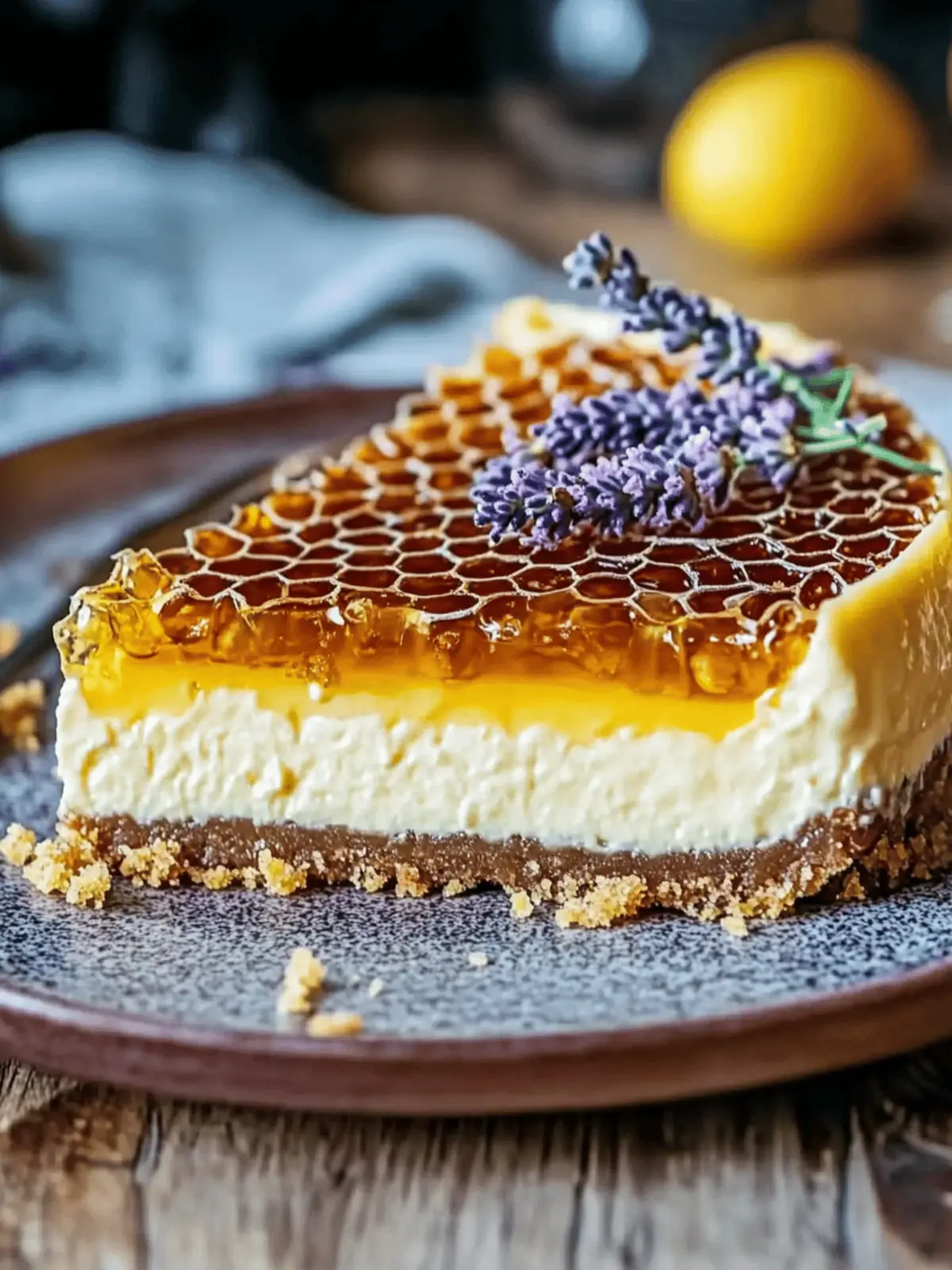 Ultimate Lemon Lavender Cheesecake Topped with Honeycomb: A Culinary Masterpiece - Velma Recipes – Easy Homemade Delights