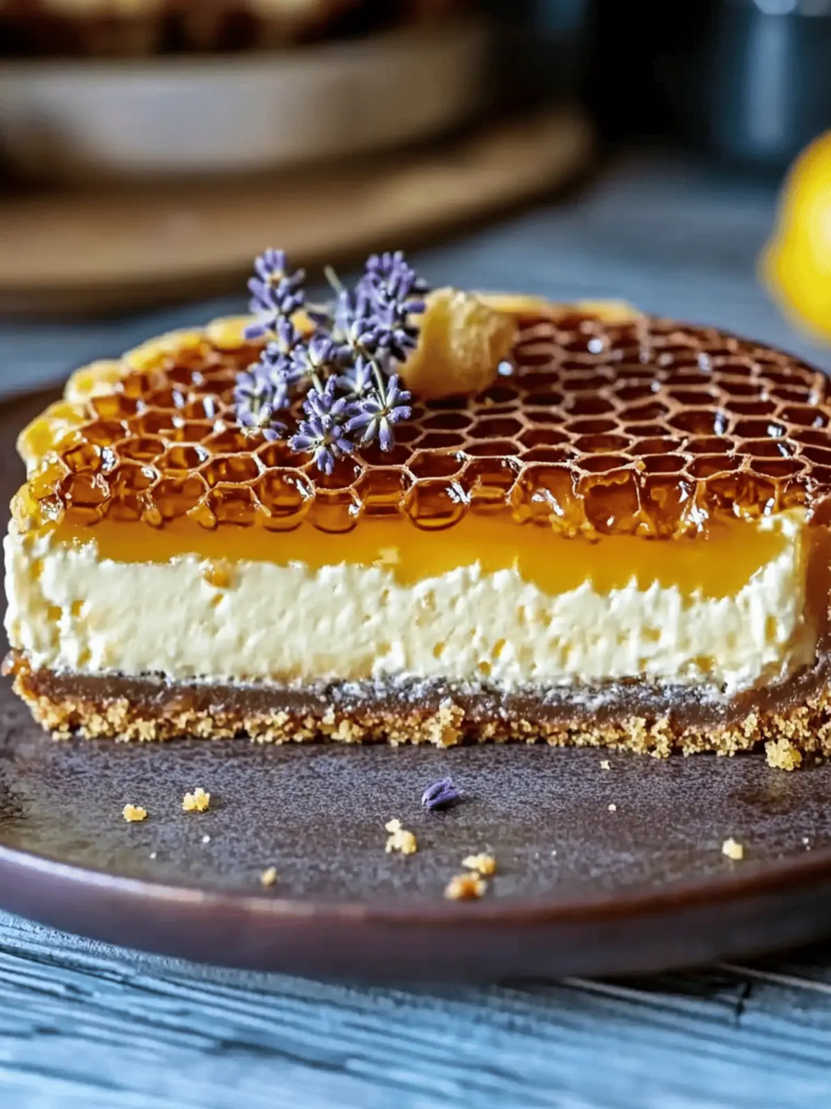Ultimate Lemon Lavender Cheesecake Topped with Honeycomb: A Culinary Masterpiece - Velma Recipes – Easy Homemade Delights