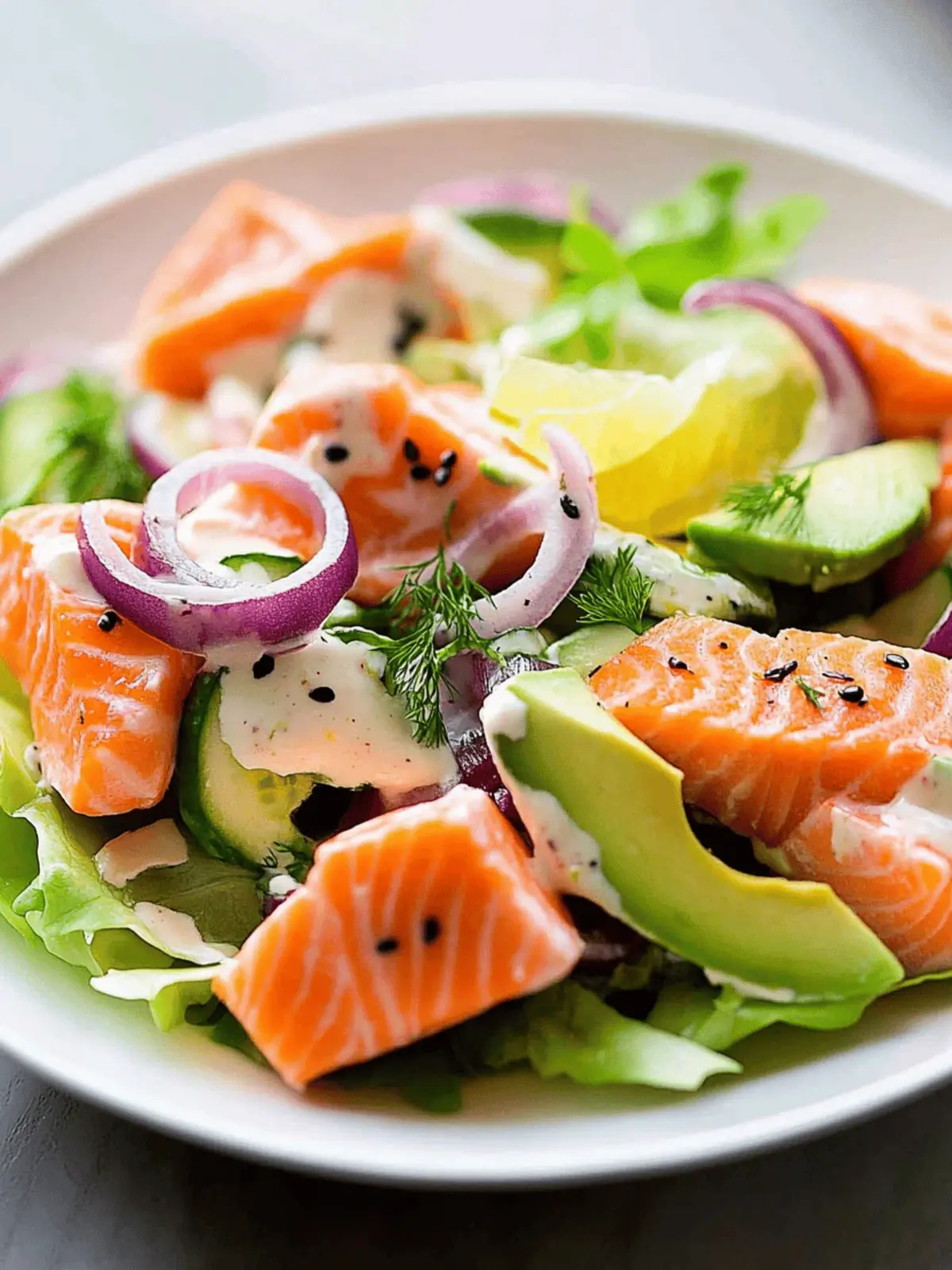 Fresh Salmon Salad with Avocado and Citrus Vinaigrette