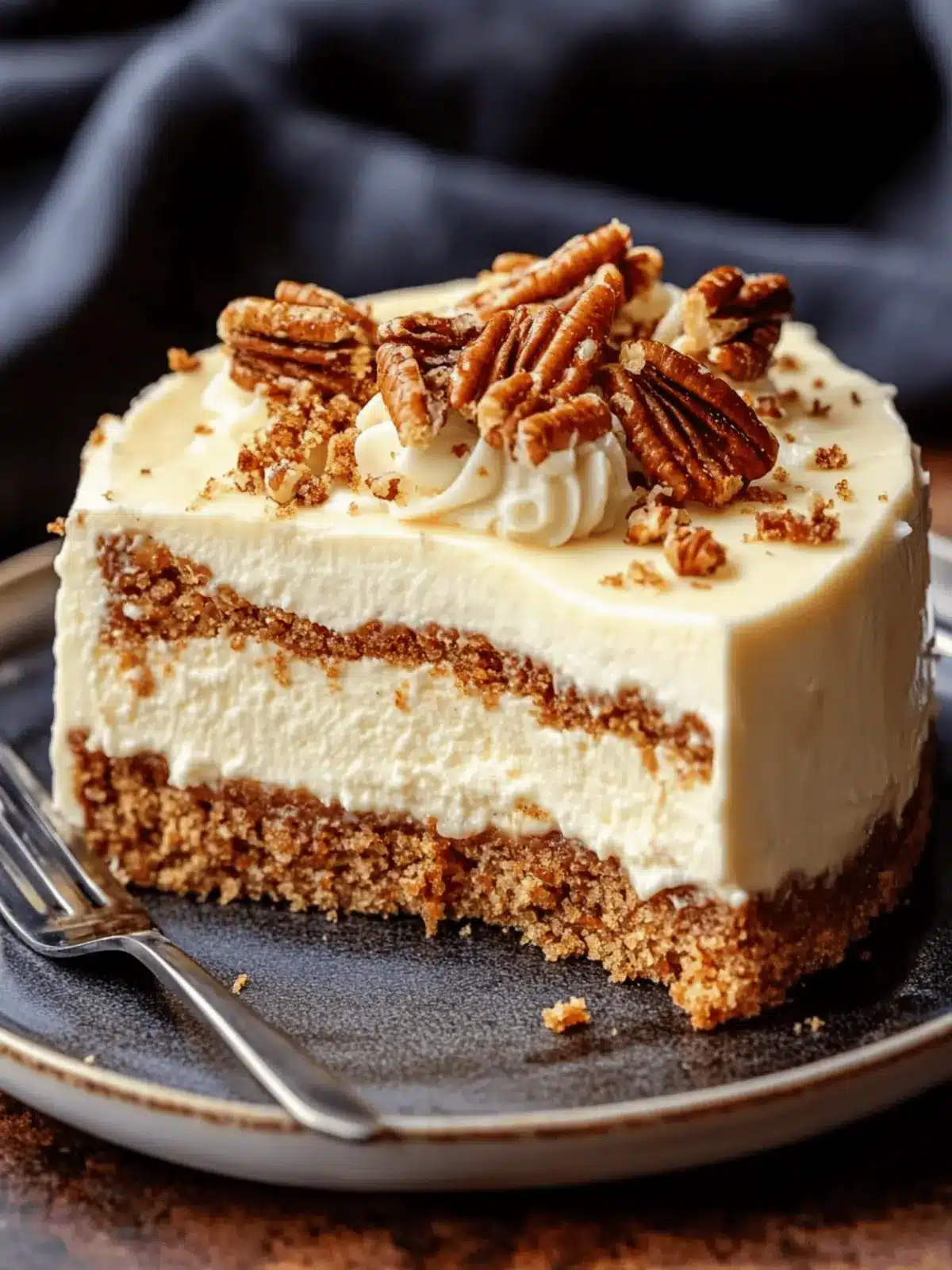 Swirled Carrot Cake Cheesecake with Cream Cheese Frosting and Caramelized Pecans