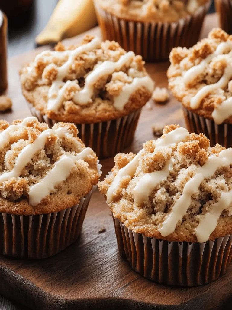 Irresistibly Moist Banana Crumb Muffins with Vanilla Glaze 3 Banana Crumb Muffins