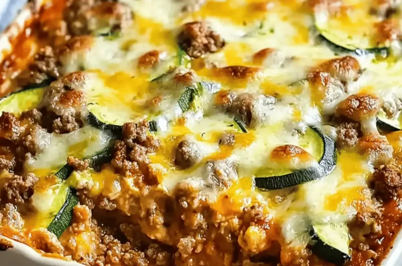 Cheesy Ground Beef and Zucchini Casserole (Easy, Hearty & Cheesy Delight)