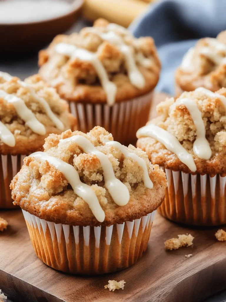 Irresistibly Moist Banana Crumb Muffins with Vanilla Glaze 4 Banana Crumb Muffins