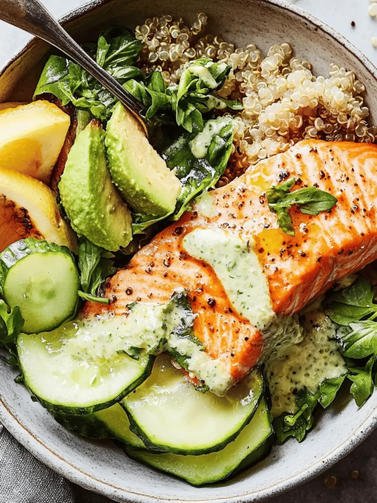Savory Salmon Quinoa Bowl with Creamy Dill Delight 3 Salmon Quinoa Bowl