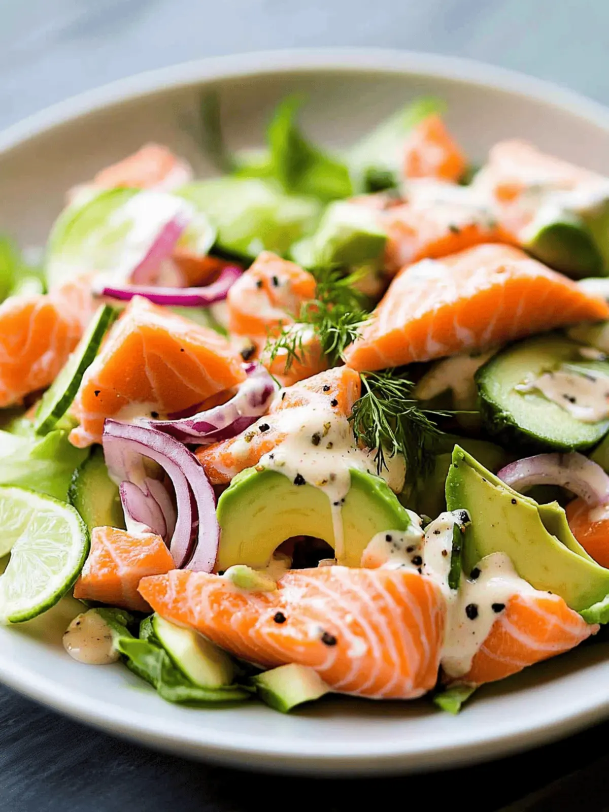 Fresh Salmon Salad with Avocado and Citrus Vinaigrette