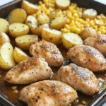 Honey Mustard Chicken Sheet Pan Dinner with Potatoes and Corn