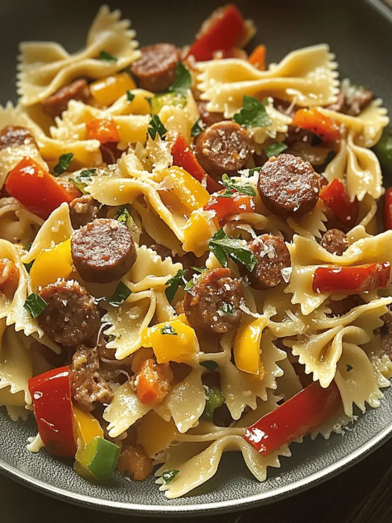 Savory Bow Tie Pasta with Sausage and Sweet Peppers Bliss 3 Savory Bow Tie Pasta with Sausage and Sweet Peppers