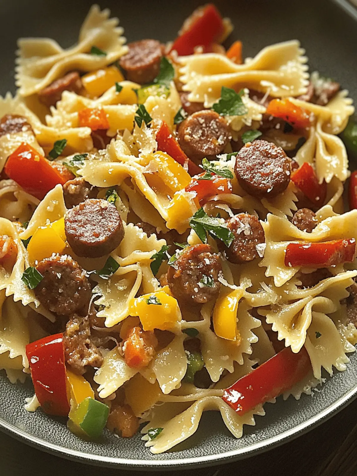 Savory Bow Tie Pasta with Sausage and Sweet Peppers