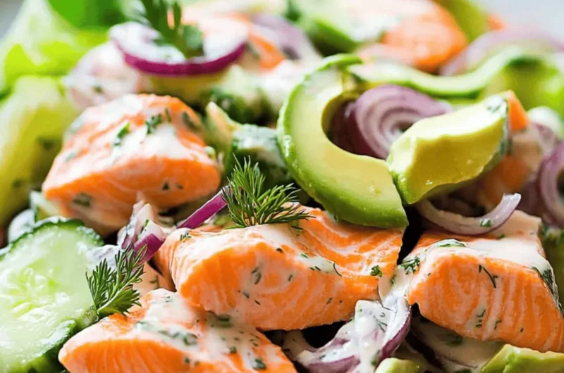 Fresh Salmon Salad with Avocado and Citrus Vinaigrette