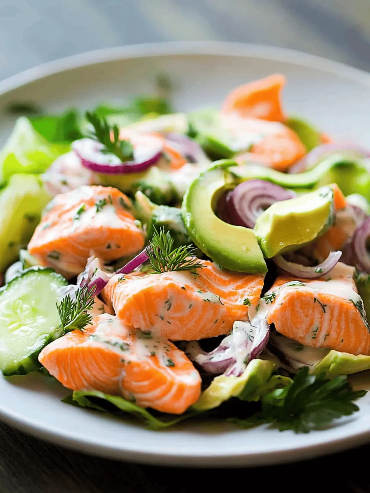 Fresh Salmon Salad with Avocado and Citrus Vinaigrette
