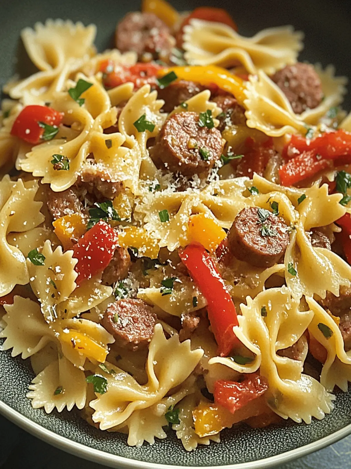 Savory Bow Tie Pasta with Sausage and Sweet Peppers