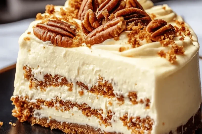 Swirled Carrot Cake Cheesecake with Cream Cheese Frosting and Caramelized Pecans