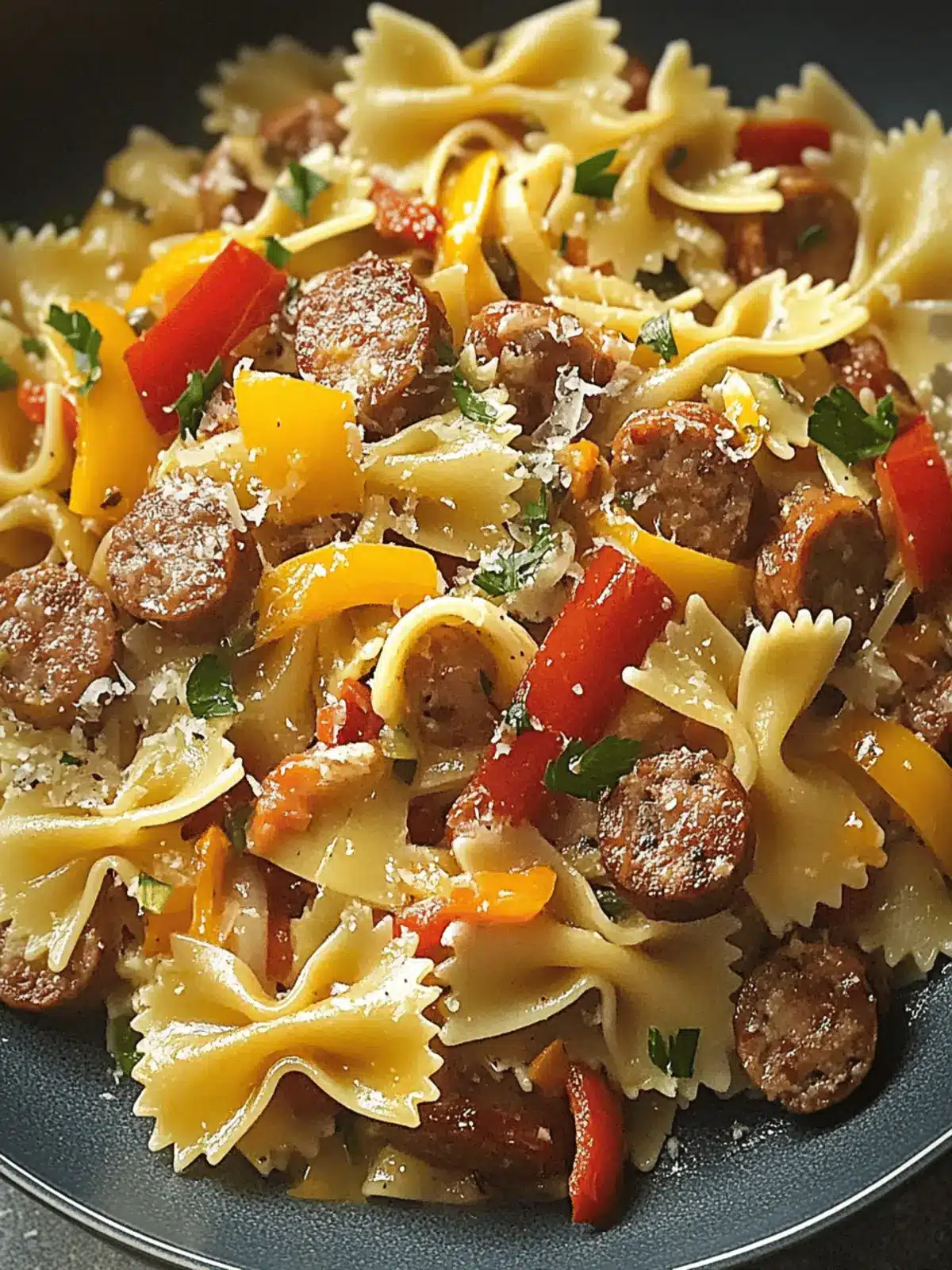 Savory Bow Tie Pasta with Sausage and Sweet Peppers