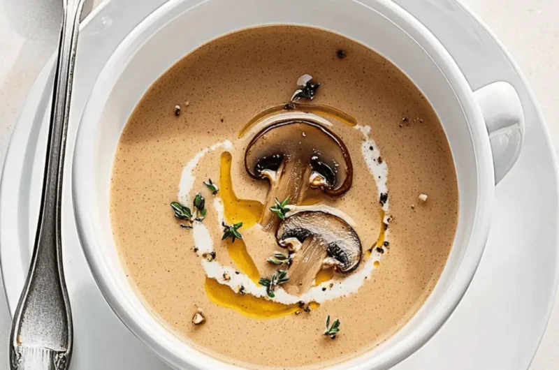 Silky Chestnut and Mushroom Soup with a Touch of Thyme