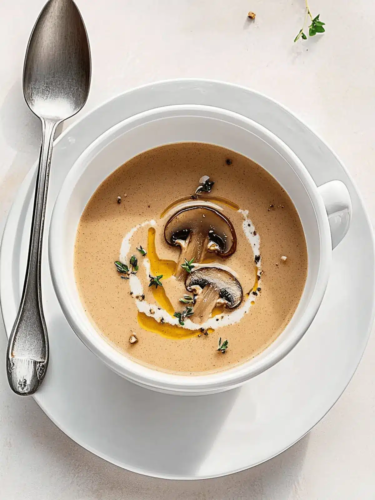 Silky Chestnut and Mushroom Soup with a Touch of Thyme