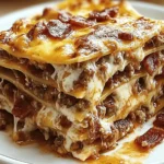 Hearty Cheeseburger-Style Lasagna with Bacon & Creamy Garlic Parmesan Sauce